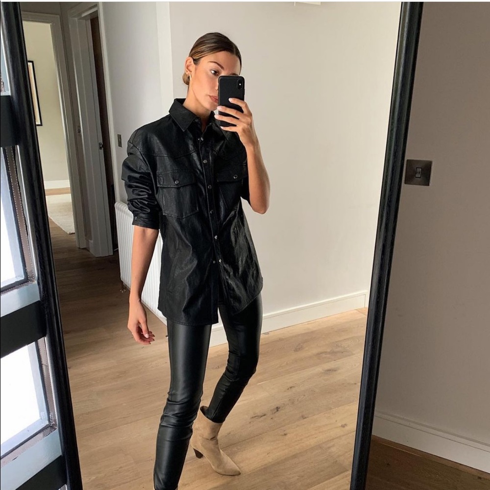 NWT Zara Faux Leather Overshirt